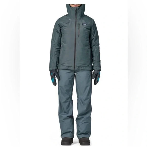 Patagonia Women's L Large Insulated Powder Town Ski Bibs Nouveau Green Grey NWT - Picture 10 of 15